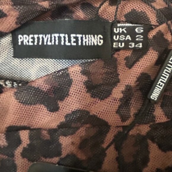 NWT Mesh Leopard Animal Print Mock Neck Bodysuit Fitted Top - Picture 4 of 8